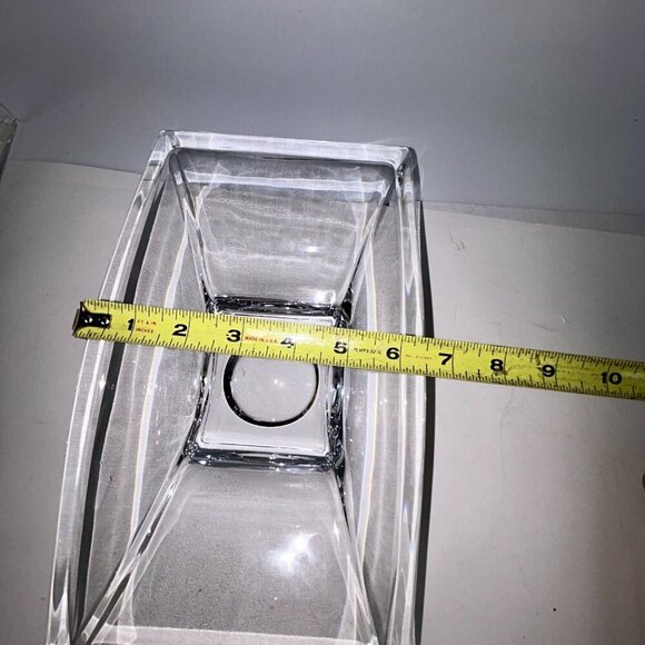 Nambe Crystal Planar Bowl 7"X13" Large Modernist Arched Centerpiece Elegant Vase - Picture 14 of 16